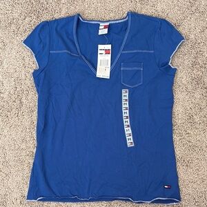 NWT Tommy Hilfiger Women's Blue V-Neck Top